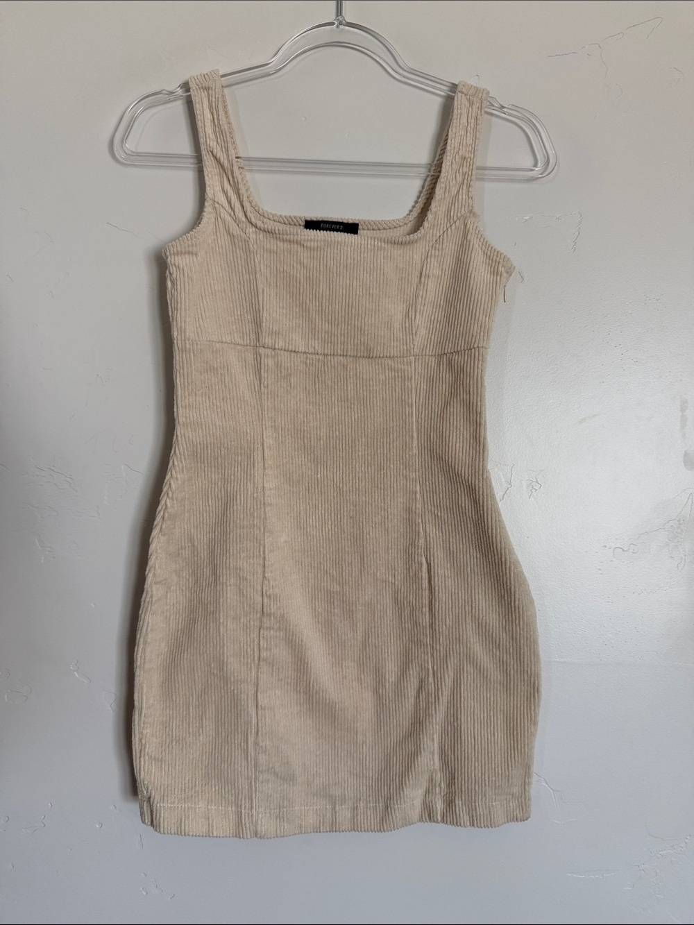 Forever 21 Cream Corduroy Square Neck Mini Dress